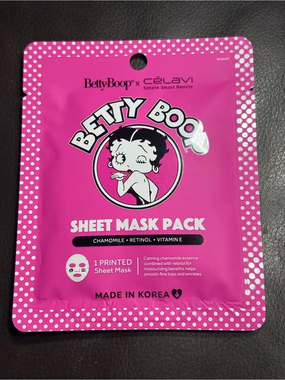 3 New Betty Boop x Célavi Sheet Mask Pack Chamomile Green Tea Hyaluronic Acid